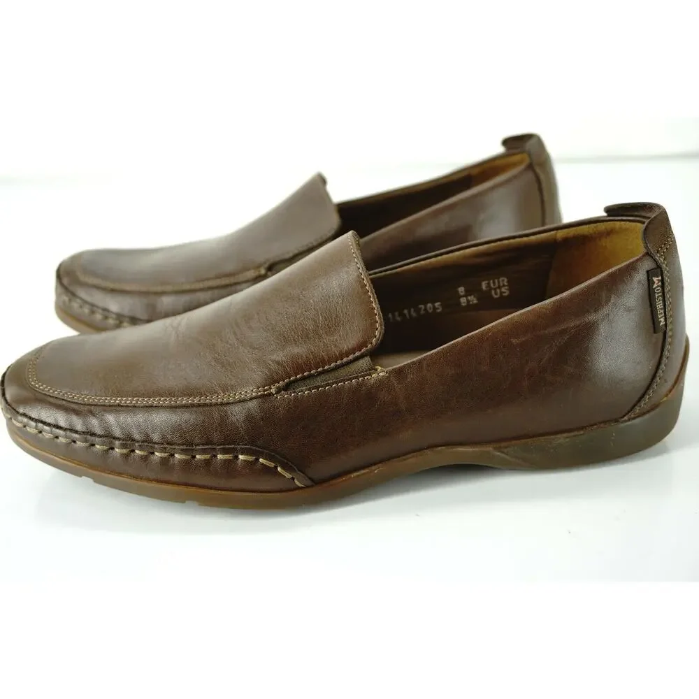 Mephisto Brown Leather Edlef Men's Apron Toe Loafers SZ 8.5 air-jet Comfortable